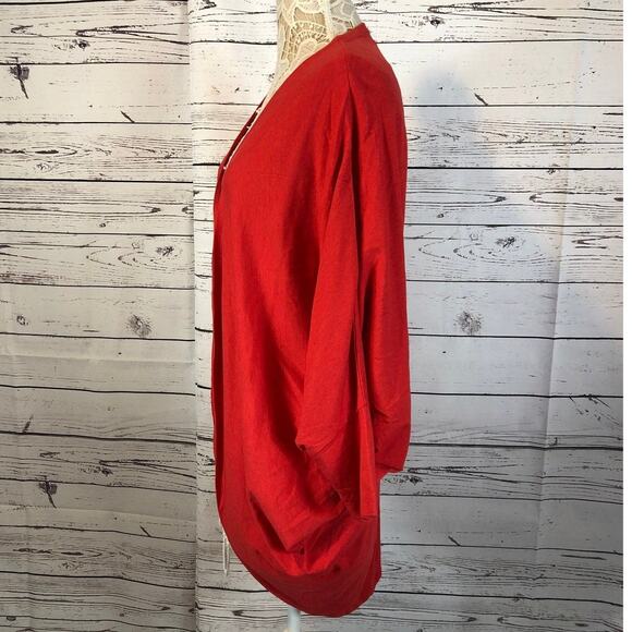 WONDERLUSH Layers by Lizden Knit Jersey Cocoon Cardigan red size medium to large - Picture 8 of 10